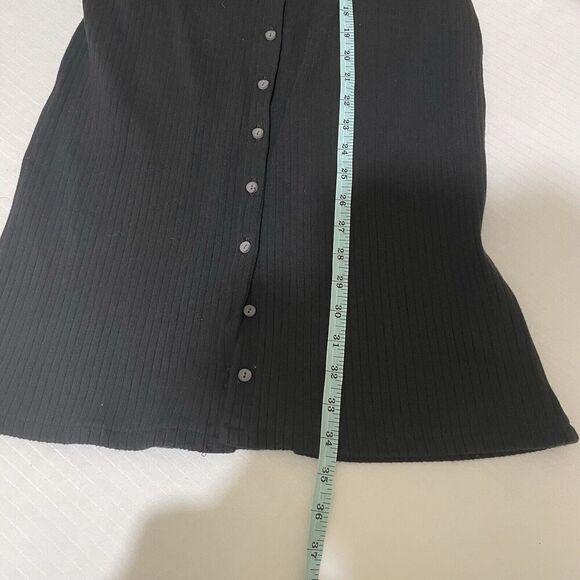Madewell Dress Size Medium Button Front Ribbed Knit Mini Black Cotton Blend - Picture 5 of 9